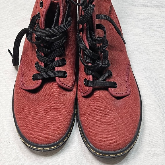 Dr Martens Shoreditch Burgundy Canvas Lace Up Ankle Boots Women's Size 6 US - Picture 14 of 15
